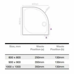 Merlyn MStone Quadrant Shower Tray With 90mm Fast Flow Waste - White - 900mm - D90Q 11 Merlyn MStone Quadrant Shower Tray With 90mm Fast Flow Waste - White - 900mm - D90Q -IDEAL STANDARD Shop m e merlyn mstone quadrant tray dimensions