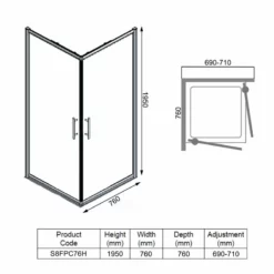 Merlyn 8 Series Frameless Double Pivot Shower Wall 760 X 760mm - S8FPC76H 11 Merlyn 8 Series Frameless Double Pivot Shower Wall 760 X 760mm - S8FPC76H -IDEAL STANDARD Shop m e merlyn s8fpc76h dimensions