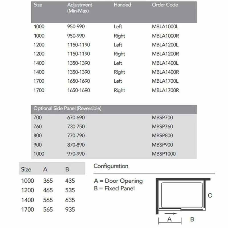 Merlyn MBOX Sliding Shower Door (Low Level Access) 1200mm Left Hand - MBLA1200L 4 Merlyn MBOX Sliding Shower Door (Low Level Access) 1200mm Left Hand - MBLA1200L - Image 4