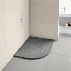 Merlyn Truestone Offset Quadrant Shower Tray Left Hand With Waste - Fossil Grey - 1000 X 800mm - T108HFL
