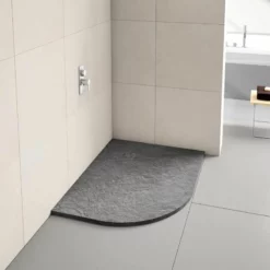 Merlyn Truestone Offset Quadrant Shower Tray Left Hand With Waste - Graphite - 1000 X 800mm - T108HGL