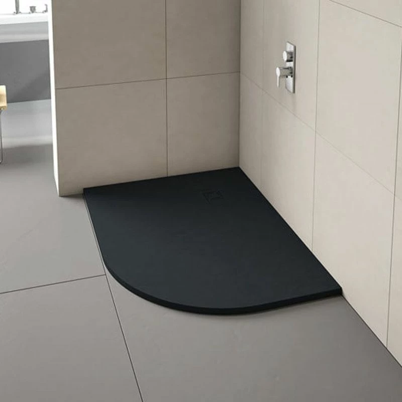 Merlyn Truestone Offset Quadrant Shower Tray Right Hand With Waste - Black - 1200 X 900mm - T129HBR 1 Merlyn Truestone Offset Quadrant Shower Tray Right Hand With Waste - Black - 1200 X 900mm - T129HBR