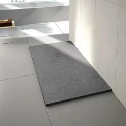 Merlyn Truestone Rectangular Shower Tray With Integrated Waste - Fossil Grey - 1000 X 800mm - T108RTF