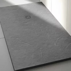 Merlyn Truestone Rectangular Shower Tray With Integrated Waste - Fossil Grey - 1000 X 800mm - T108RTF -IDEAL STANDARD Shop m e merlyn truestone rectangular tray fossilgrey t1 3 1