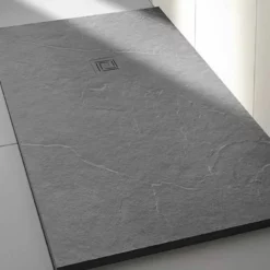 Merlyn Truestone Rectangular Shower Tray With Integrated Waste - Fossil Grey - 1500 X 900mm - T159RTF -IDEAL STANDARD Shop m e merlyn truestone rectangular tray fossilgrey t1 3