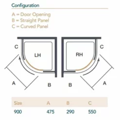 Merlyn Ionic Essence Frameless 1 Door Quadrant Shower Enclosure Right Hand 900x900mm - A0101NH 5 Merlyn Ionic Essence Frameless 1 Door Quadrant Shower Enclosure Right Hand 900x900mm - A0101NH -IDEAL STANDARD Shop m e merlyn a0101nh diagram