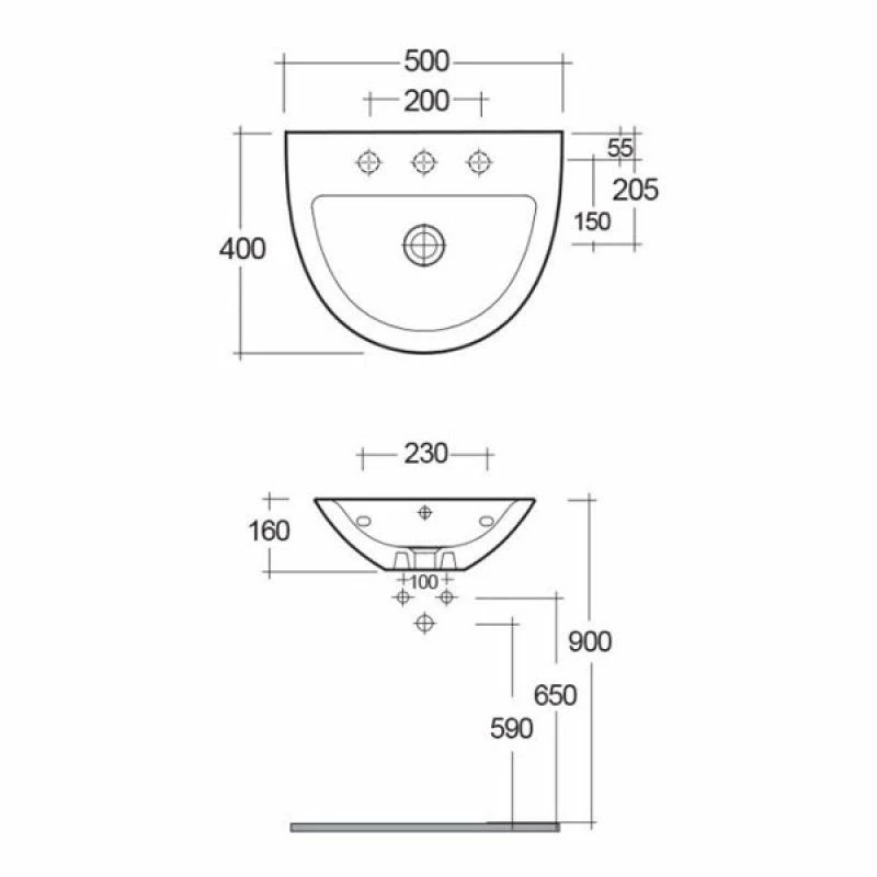 RAK Ceramics Morning 50cm Basin 1 Tap Hole - MORWB5001AWHA 2 RAK Ceramics Morning 50cm Basin 1 Tap Hole - MORWB5001AWHA - Image 2