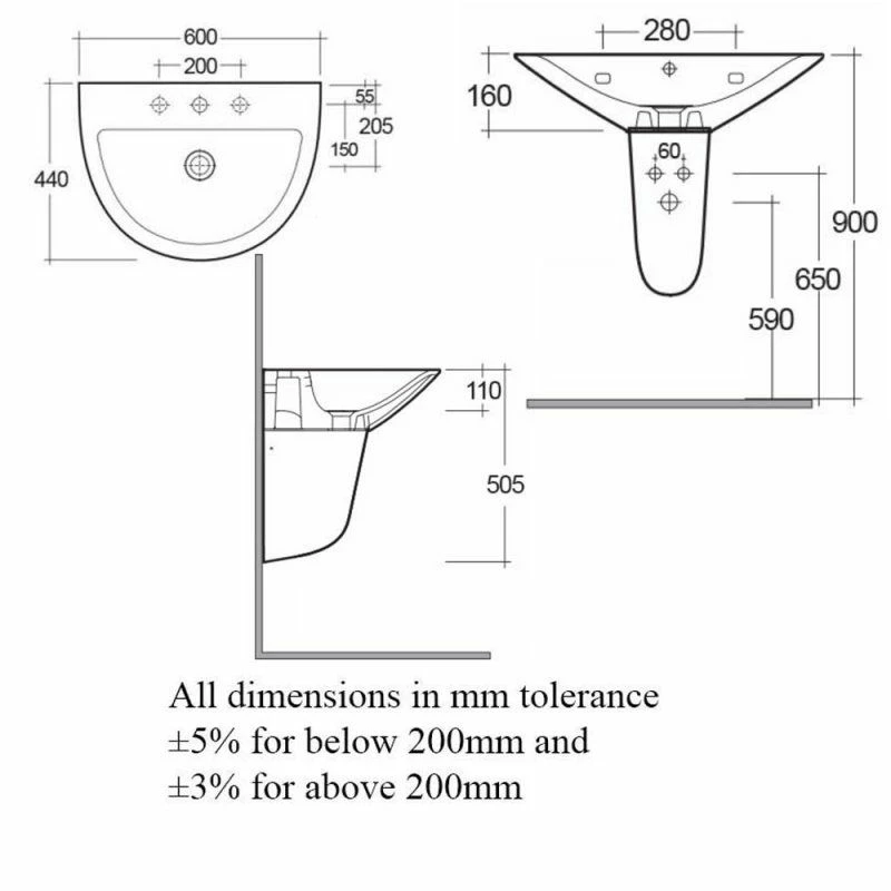RAK Ceramics Morning 60cm Basin 1 Tap Hole - MORWB6001AWHA 2 RAK Ceramics Morning 60cm Basin 1 Tap Hole - MORWB6001AWHA - Image 2
