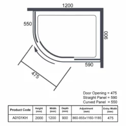 Merlyn Ionic Essence 1 Door Offset Quadrant Shower Enclosure 1200 X 900mm Left Hand - A0101KH 5 Merlyn Ionic Essence 1 Door Offset Quadrant Shower Enclosure 1200 X 900mm Left Hand - A0101KH -IDEAL STANDARD Shop merlyn a0101kh dimensions
