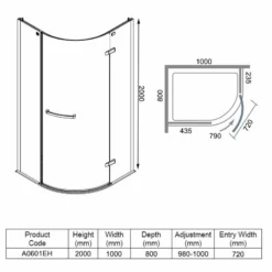Merlyn 8 Series Frameless 1 Door Offset Quadrant Shower Enclosure 1000 X 800mm - A0601EH 7 Merlyn 8 Series Frameless 1 Door Offset Quadrant Shower Enclosure 1000 X 800mm - A0601EH -IDEAL STANDARD Shop merlyn a0601eh dimensions