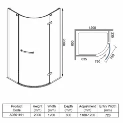 Merlyn 8 Series Frameless 1 Door Offset Quadrant Shower Enclosure 1200 X 800mm - A0601HH 7 Merlyn 8 Series Frameless 1 Door Offset Quadrant Shower Enclosure 1200 X 800mm - A0601HH -IDEAL STANDARD Shop merlyn a0601hh dimensions
