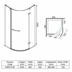 Merlyn 8 Series Frameless 1 Door Quadrant Shower Enclosure With Tray 900mm - A0601UHB 7 Merlyn 8 Series Frameless 1 Door Quadrant Shower Enclosure With Tray 900mm - A0601UHB -IDEAL STANDARD Shop merlyn a0601uhb dimensions