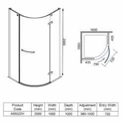 Merlyn 8 Series Frameless 1 Door Quadrant Shower Enclosure 1000mm - A0602ZH 7 Merlyn 8 Series Frameless 1 Door Quadrant Shower Enclosure 1000mm - A0602ZH -IDEAL STANDARD Shop merlyn a0602zh dimensions