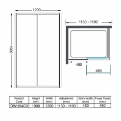 Merlyn Ionic Essence Framed Sliding Shower Door With Side Panel 1200mm - DWH04C0 -IDEAL STANDARD Shop merlyn dwh04c0 dimensions
