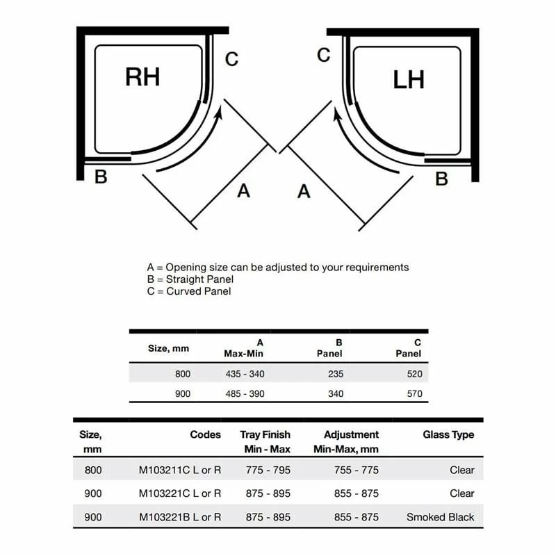 Merlyn 10 Series 1 Door Quadrant Shower Enclosure Right Hand 800mm - M103211CR 4 Merlyn 10 Series 1 Door Quadrant Shower Enclosure Right Hand 800mm - M103211CR - Image 4