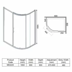 Merlyn 6 Series 1 Door Quadrant Shower Enclosure 900mm - M63225 5 Merlyn 6 Series 1 Door Quadrant Shower Enclosure 900mm - M63225 -IDEAL STANDARD Shop merlyn m63225 dimensions