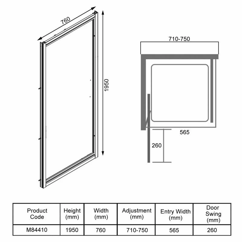 Merlyn 8 Series Infold Shower Door 760mm - M84410 5 Merlyn 8 Series Infold Shower Door 760mm - M84410 - Image 5