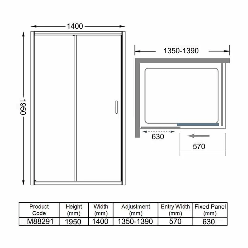 Merlyn 8 Series Sliding Shower Door 1400mm - M88291 5 Merlyn 8 Series Sliding Shower Door 1400mm - M88291 - Image 5