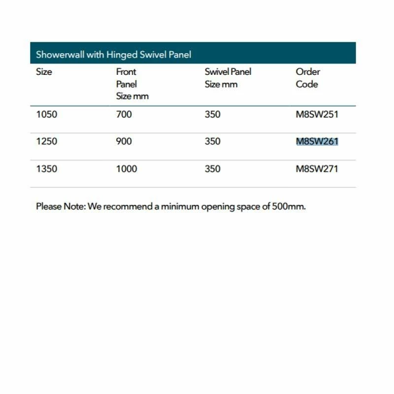 Merlyn 8 Series Showerwall With Hinged Swivel Panel 1350mm - M8SW271 3 Merlyn 8 Series Showerwall With Hinged Swivel Panel 1350mm - M8SW271 - Image 3