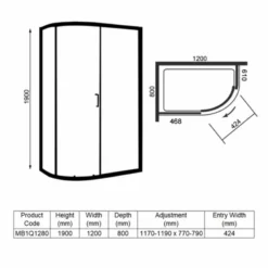 Merlyn MBOX 1 Door Offset Quadrant Shower Enclosure 1200 X 800mm - MB1Q1280 -IDEAL STANDARD Shop merlyn mbox 1 door offset quadrant shower enclosure dimensions