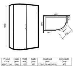 Merlyn MBOX 1 Door Offset Quadrant Shower Enclosure 1200 X 900mm - MB1Q1290 -IDEAL STANDARD Shop merlyn mbox 1 door offset quadrant shower enclosure dimensions 1