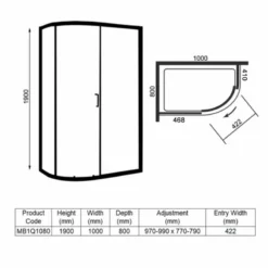 Merlyn MBOX 1 Door Offset Quadrant Shower Enclosure 1000 X 800mm - MB1Q1080 9 Merlyn MBOX 1 Door Offset Quadrant Shower Enclosure 1000 X 800mm - MB1Q1080 -IDEAL STANDARD Shop merlyn mbox 1 door offset quadrant shower enclosure dimensions 2