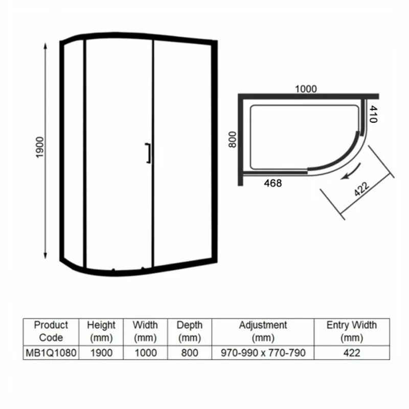 Merlyn MBOX 1 Door Offset Quadrant Shower Enclosure 1000 X 800mm - MB1Q1080 5 Merlyn MBOX 1 Door Offset Quadrant Shower Enclosure 1000 X 800mm - MB1Q1080 - Image 5