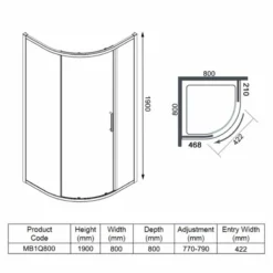 Merlyn MBOX 1 Door Quadrant Shower Enclosure 800mm - MB1Q800 9 Merlyn MBOX 1 Door Quadrant Shower Enclosure 800mm - MB1Q800 -IDEAL STANDARD Shop merlyn mbox 1 door quadrant shower enclosure dimensions