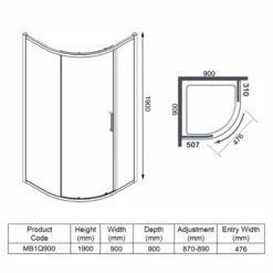 Merlyn MBOX 1 Door Quadrant Shower Enclosure 900mm - MB1Q900 9 Merlyn MBOX 1 Door Quadrant Shower Enclosure 900mm - MB1Q900 -IDEAL STANDARD Shop merlyn mbox 1 door quadrant shower enclosure dimensions mb1q900