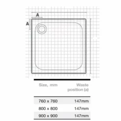 Merlyn Touchstone Square Shower Tray Without Waste - White - 800 X 800mm - S80SQTO -IDEAL STANDARD Shop merlyn s80sqto dimensions