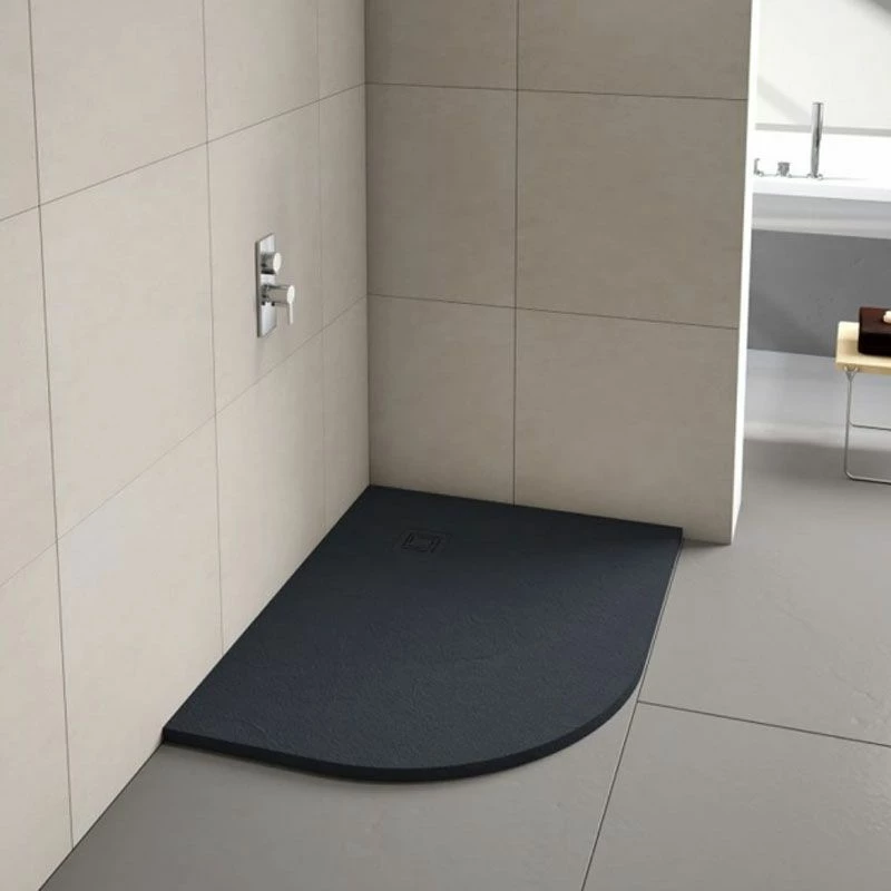 Merlyn Truestone Offset Quadrant Shower Tray Left Hand With Integrated Waste - Graphite - 1200 X 900 Mm - T129HGL 1 Merlyn Truestone Offset Quadrant Shower Tray Left Hand With Integrated Waste - Graphite - 1200 X 900 Mm - T129HGL