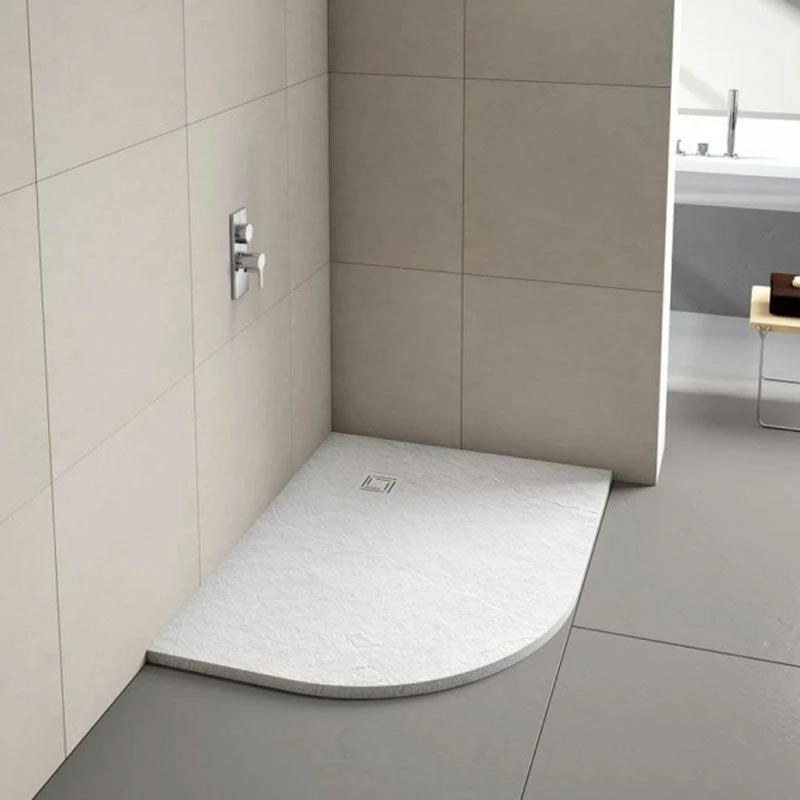 Merlyn Truestone Offset Quadrant Shower TrayLeft Hand With Integrated Waste - White - 1200 X 900 Mm - T129HWL 1 Merlyn Truestone Offset Quadrant Shower TrayLeft Hand With Integrated Waste - White - 1200 X 900 Mm - T129HWL