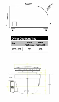 Merlyn Truestone Offset Quadrant Shower Tray Left Hand With Integrated Waste - Graphite - 1200 X 900 Mm - T129HGL 9 Merlyn Truestone Offset Quadrant Shower Tray Left Hand With Integrated Waste - Graphite - 1200 X 900 Mm - T129HGL -IDEAL STANDARD Shop merlyn truestone offset tray dimensions
