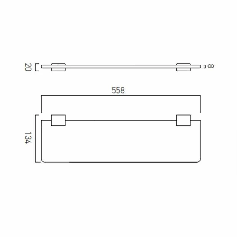 Vado Phase 18 Inch Frosted Glass Shelf 450mm - Chrome - PHA-185-C/P 2 Vado Phase 18 Inch Frosted Glass Shelf 450mm - Chrome - PHA-185-C/P - Image 2