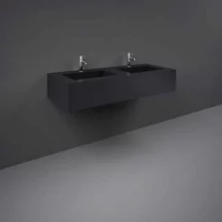 RAK Ceramics Precious 1200mm Wall Mounted Counter Wash Basin With 1th In Uni Dark Black - PRECT12347105A