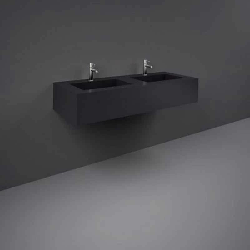 RAK Ceramics Precious 1200mm Wall Mounted Counter Wash Basin With 1th In Uni Dark Black - PRECT12347105A 1 RAK Ceramics Precious 1200mm Wall Mounted Counter Wash Basin With 1th In Uni Dark Black - PRECT12347105A