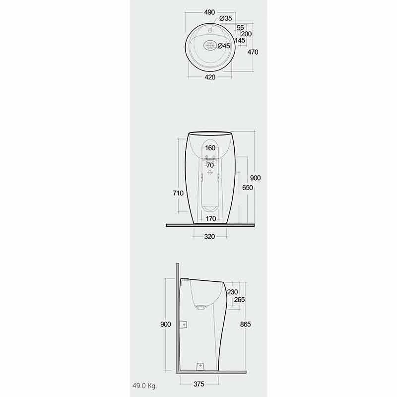 RAK Ceramics Ceramics Cloud Freestanding 50cm Basin - 1 Tap Hole - Black - CLOFS5001504A 2 RAK Ceramics Ceramics Cloud Freestanding 50cm Basin - 1 Tap Hole - Black - CLOFS5001504A - Image 2