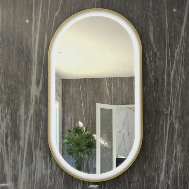 RAK Ceramics Art Oval 450 X 1000mm LED Mirror - Brushed Gold - RAKARTOVBG5001 1 RAK Ceramics Art Oval 450 X 1000mm LED Mirror - Brushed Gold - RAKARTOVBG5001
