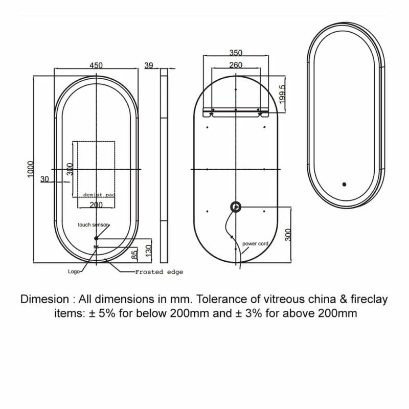 RAK Ceramics Art Oval 450 X 1000mm LED Mirror - Brushed Nickel - RAKARTOVBN5001 2 RAK Ceramics Art Oval 450 X 1000mm LED Mirror - Brushed Nickel - RAKARTOVBN5001 - Image 2