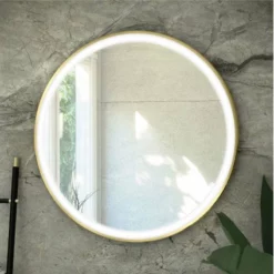 RAK Ceramics Art Round 800 X 800mm LED Illuminated Mirror - Brushed Gold - RAKARTRNBG5002