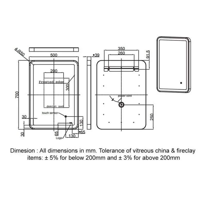 RAK Ceramics Art Soft 500 X 700mm LED Illuminated Mirror - Chrome - RAKARTSFCP5001 2 RAK Ceramics Art Soft 500 X 700mm LED Illuminated Mirror - Chrome - RAKARTSFCP5001 - Image 2