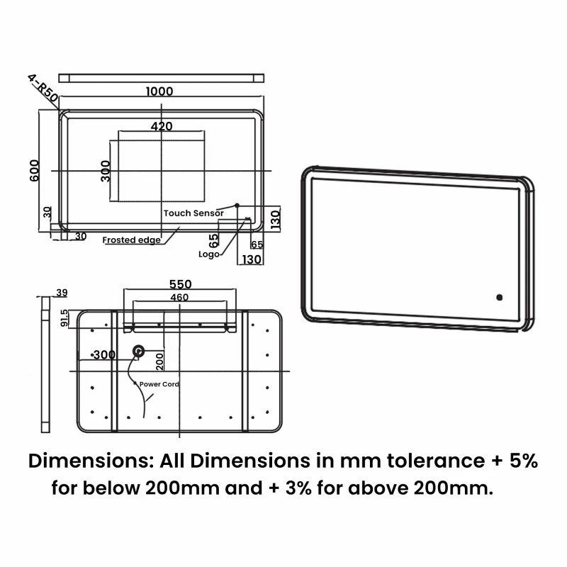 RAK Ceramics Art Soft 600 X 1000mm LED Illuminated Mirror - Brushed Nickel - RAKARTSFBN5003 2 RAK Ceramics Art Soft 600 X 1000mm LED Illuminated Mirror - Brushed Nickel - RAKARTSFBN5003 - Image 2