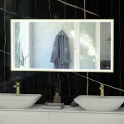 RAK Ceramics Art Square 600 X 1200mm LED Mirror - Brushed Gold - RAKARTSQBG5004