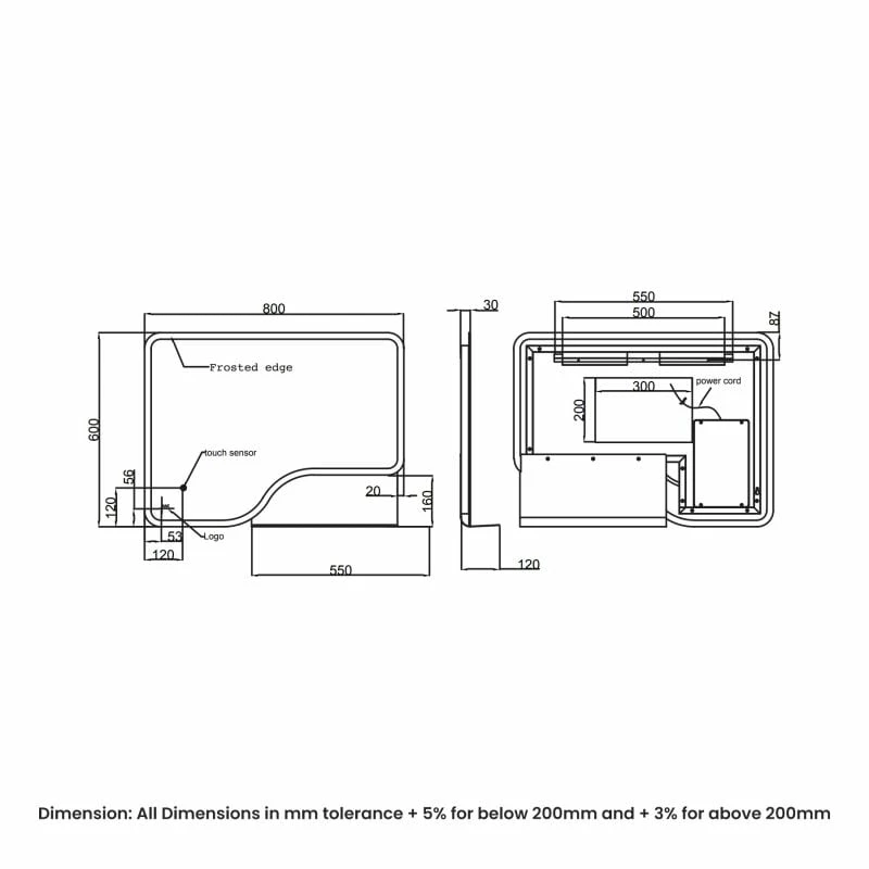 RAK Ceramics Ornate 600 X 800mm LED Illuminated Mirror - Matt Black - RAKORNMB5001 2 RAK Ceramics Ornate 600 X 800mm LED Illuminated Mirror - Matt Black - RAKORNMB5001 - Image 2