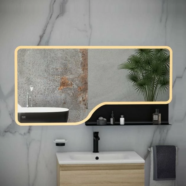 RAK Ceramics Ornate 600 X 1200mm LED Illuminated Mirror - Brushed Gold - RAKORNBG5003 1 RAK Ceramics Ornate 600 X 1200mm LED Illuminated Mirror - Brushed Gold - RAKORNBG5003