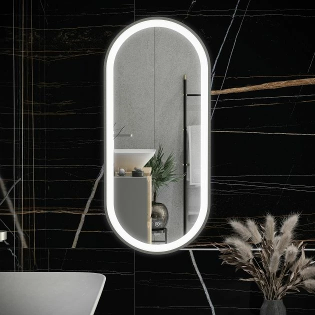 RAK Ceramics Picture Oval 450 X 1000mm LED Illuminated Mirror - Brushed Nickel - RAKPICOVBN5001 1 RAK Ceramics Picture Oval 450 X 1000mm LED Illuminated Mirror - Brushed Nickel - RAKPICOVBN5001