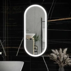 RAK Ceramics Picture Oval 550 X 1000mm LED Illuminated Mirror - Matt Black - RAKPICOVMB5002