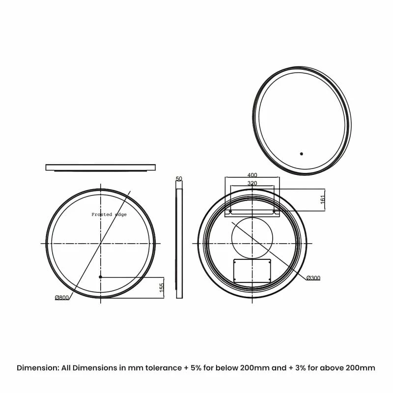 RAK Ceramics Picture Round 800 X 800mm LED Illuminated Mirror - Brushed Gold - RAKPICRNBG5002 2 RAK Ceramics Picture Round 800 X 800mm LED Illuminated Mirror - Brushed Gold - RAKPICRNBG5002 - Image 2