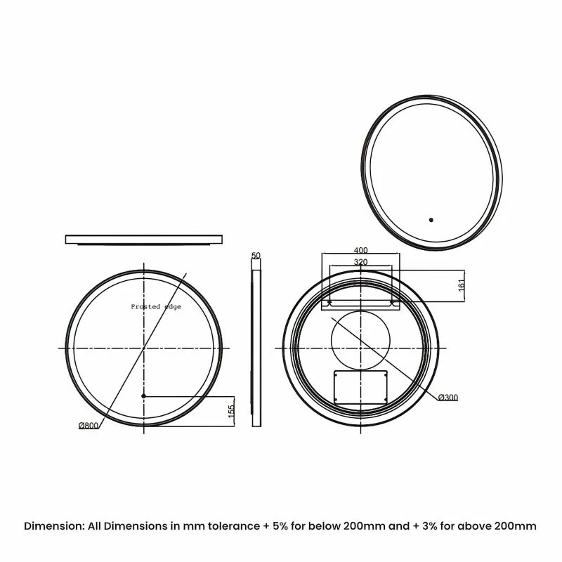 RAK Ceramics Picture Round 800 X 800mm LED Illuminated Mirror - Matt Black - RAKPICRNMB5002 2 RAK Ceramics Picture Round 800 X 800mm LED Illuminated Mirror - Matt Black - RAKPICRNMB5002 - Image 2