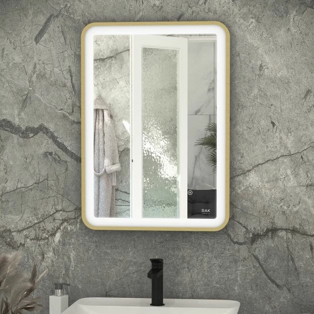 RAK Ceramics Picture Soft 600 X 800mm LED Mirror - Brushed Gold - RAKPICSFBG5002 1 RAK Ceramics Picture Soft 600 X 800mm LED Mirror - Brushed Gold - RAKPICSFBG5002